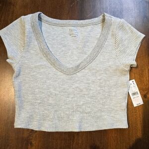 NWT Est.pac 1980 short sleeve gray crop top medium